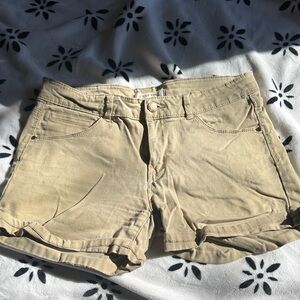 Beige Rolled-Hem Jean Shorts